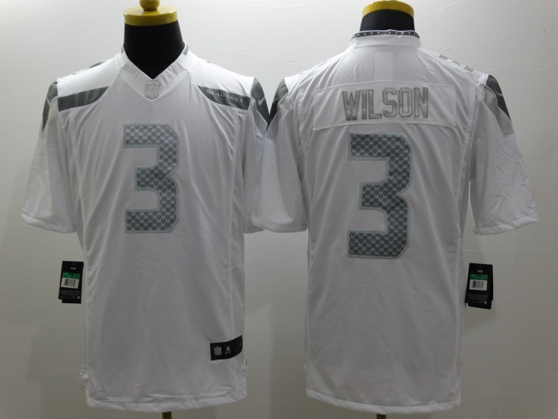 Men's Seattle Seahawks #3 Russell Wilson White Jersey